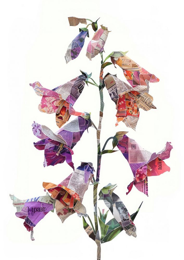 Collage flower paper foxglove.