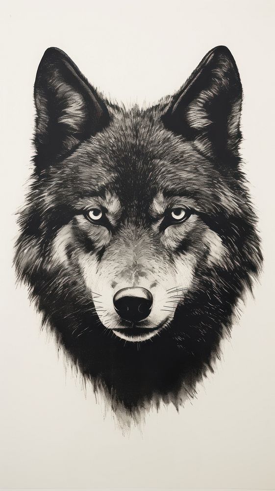 Wolf illustrated drawing animal.