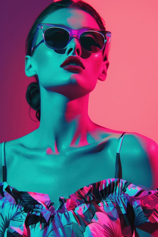 Stylish female sunglasses portrait adult.