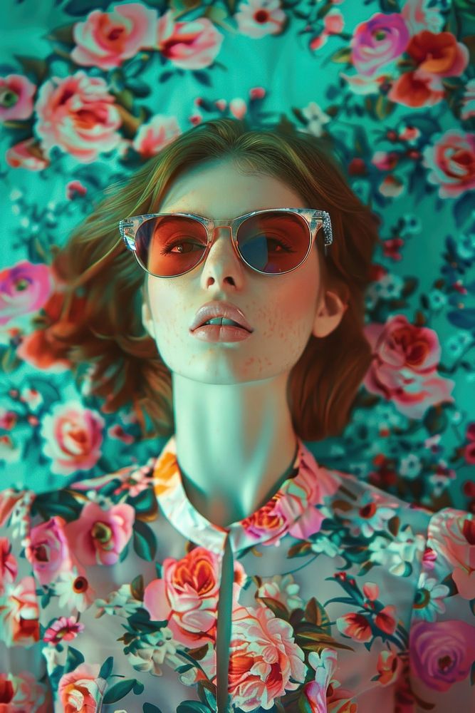 Stylish female sunglasses portrait fashion.