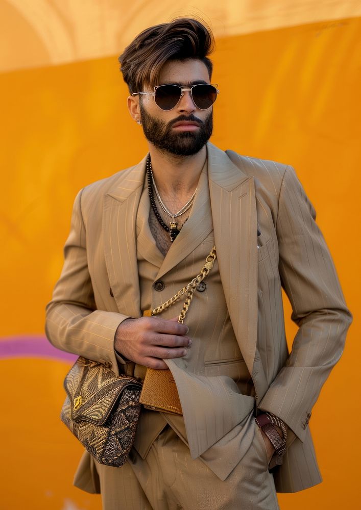 Stylish male sunglasses fashion blazer.