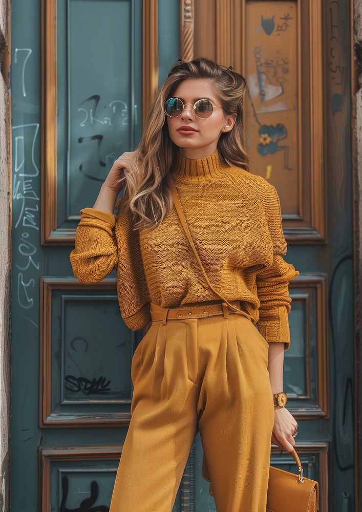 Stylish woman sunglasses architecture outerwear.