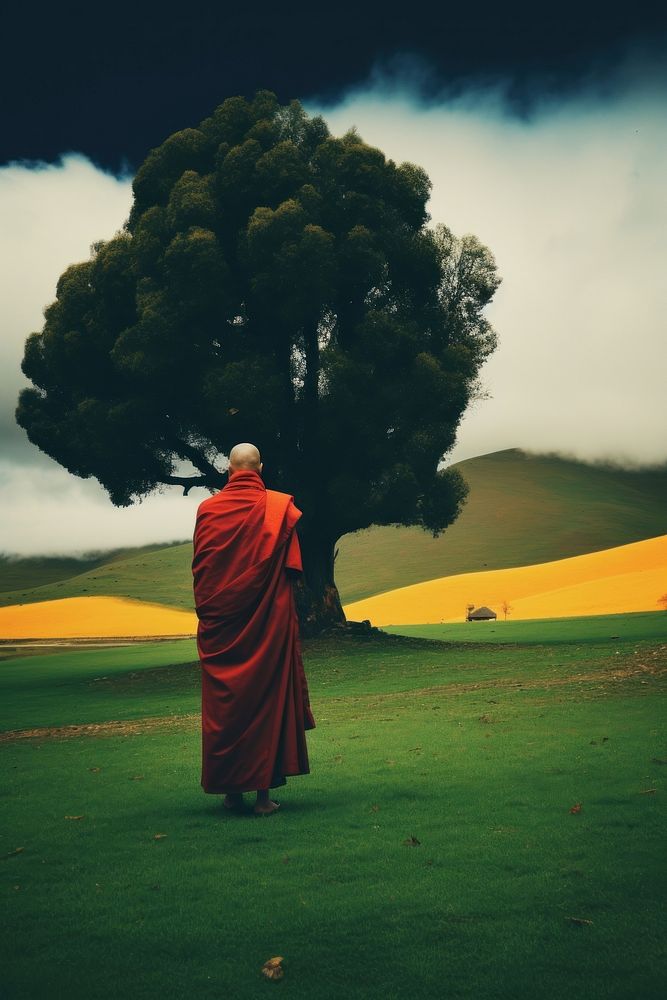 Photo of a Buddhism clothing footwear walking.