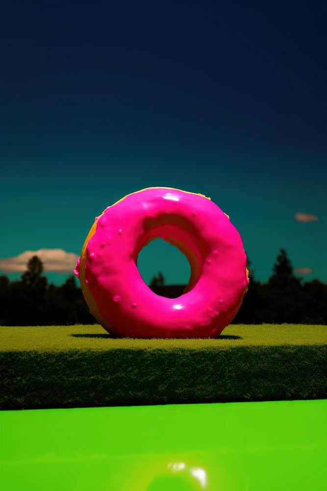 Photo of a donut confectionery sweets grass.