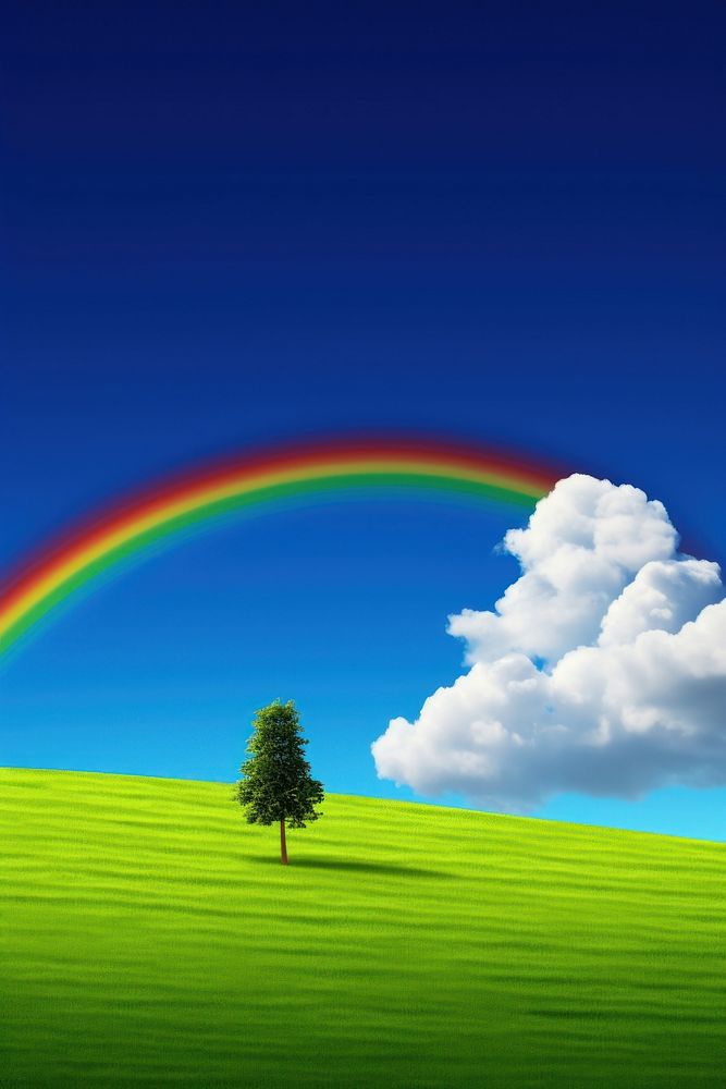 Photo of a heaven landscape rainbow outdoors.
