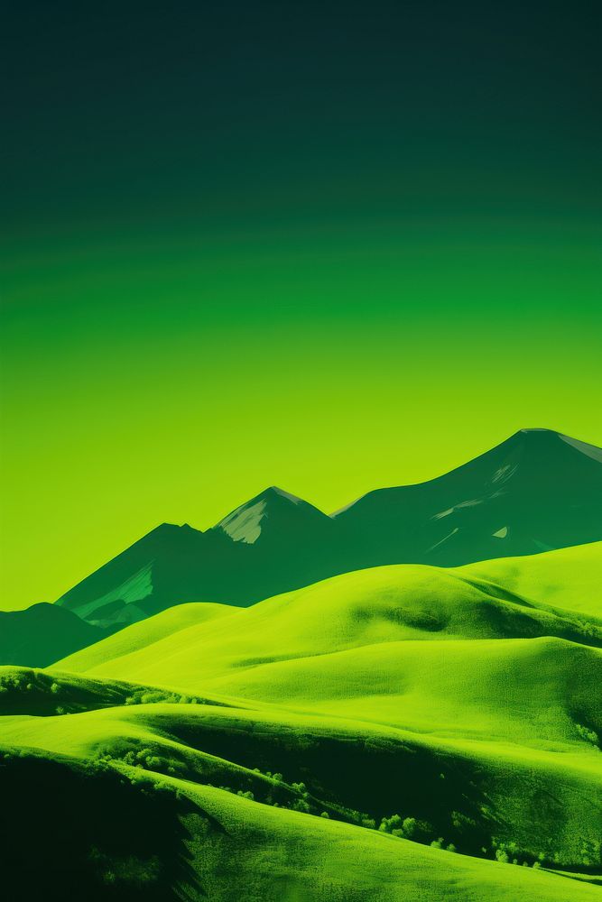 Photo of a mountain range landscape green outdoors.