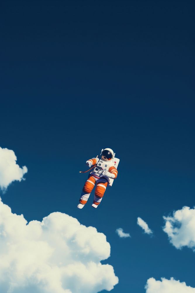 Photo of an Astronaut snowboarding recreation adventure.