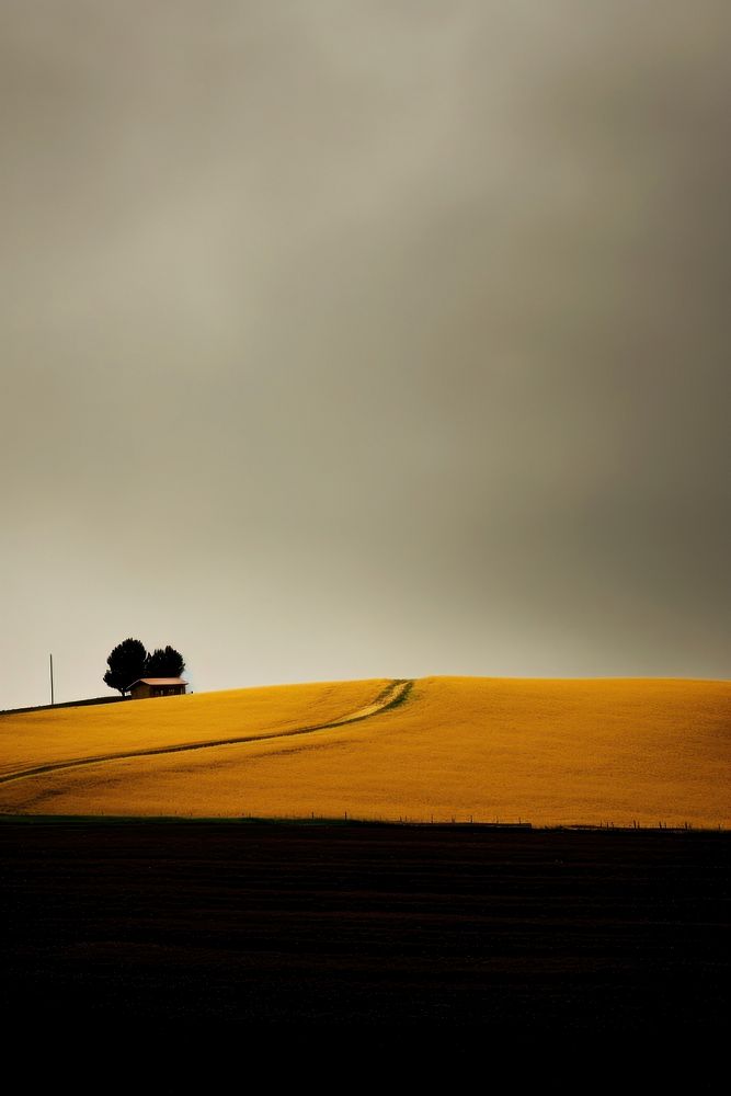 Photo of sadness landscape countryside grassland.