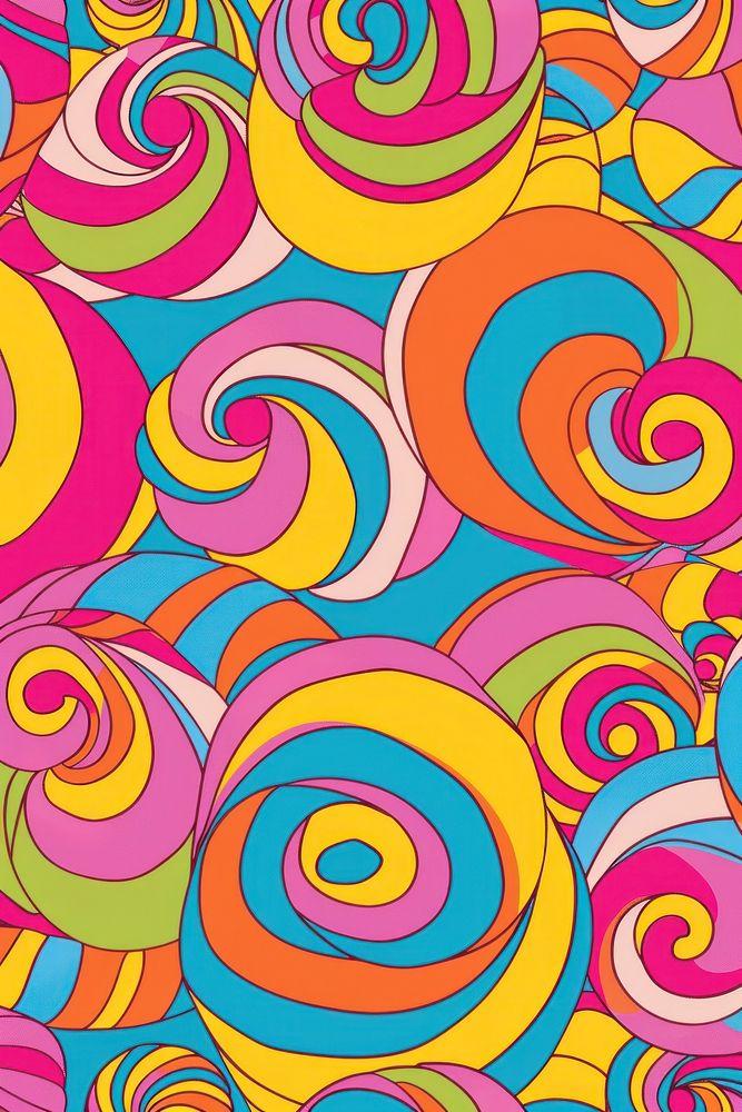 Candy pattern with different colors spiral line art.