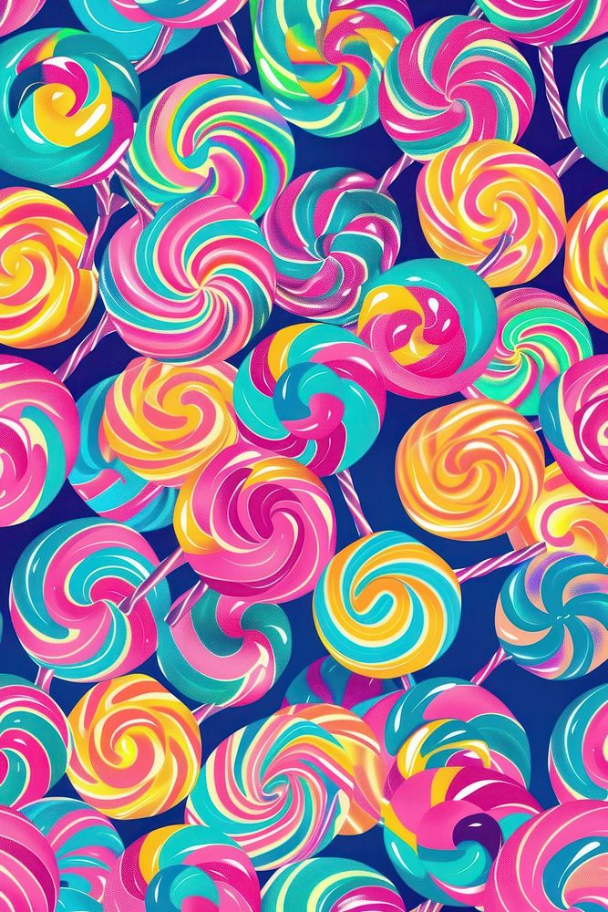 Candy pattern with different colors confectionery lollipop line.