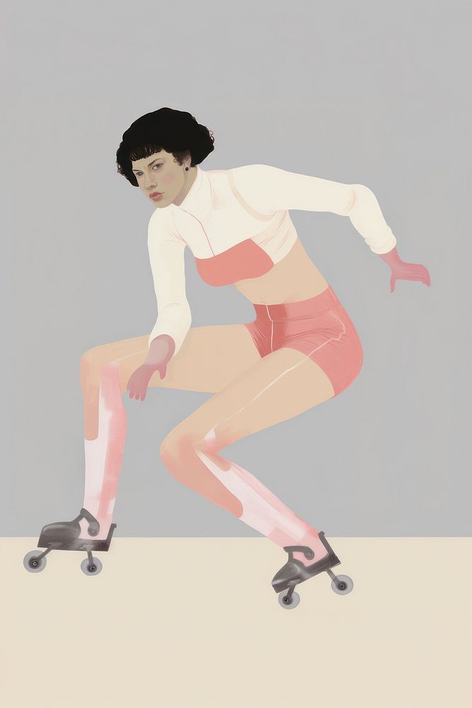 A woman with rollerblades footwear sports art.