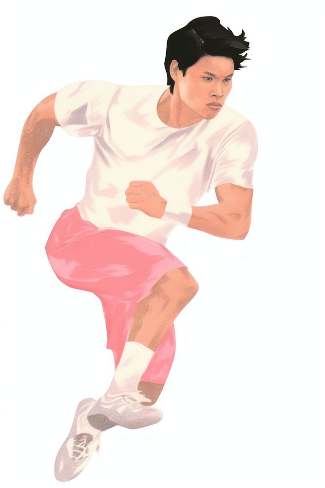 An asian man playing soccer sports men white background.