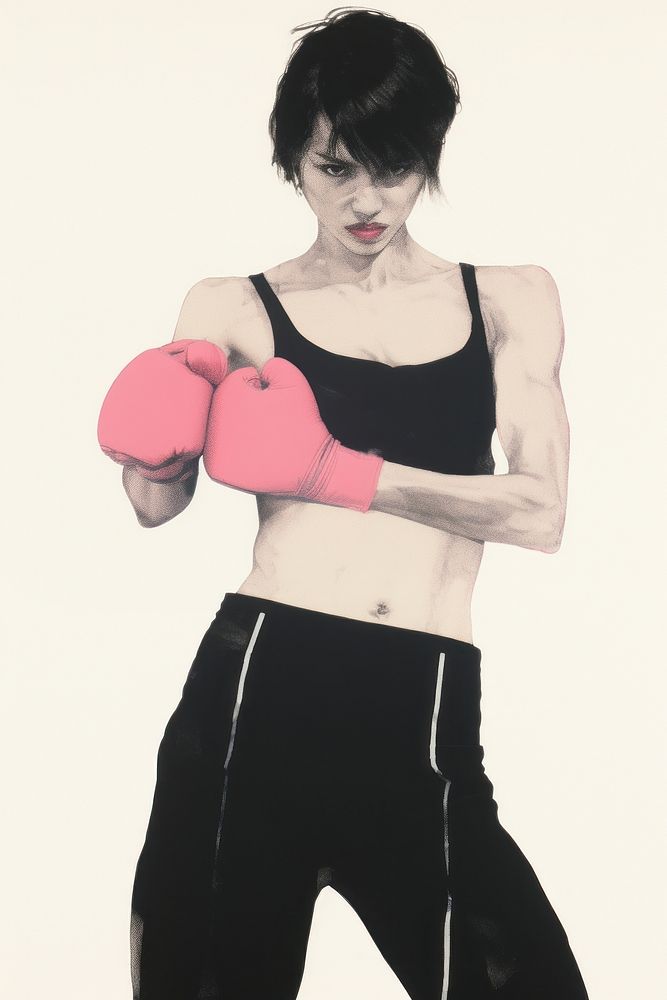 A kickboxing woman sports punching adult.