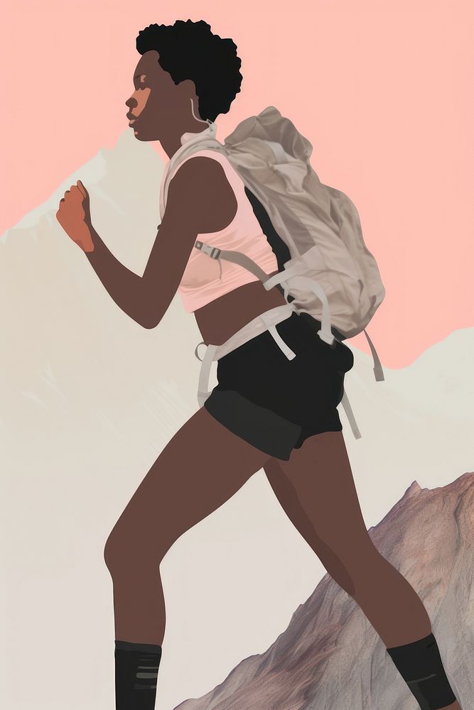 A woman backpack mountain drawing.