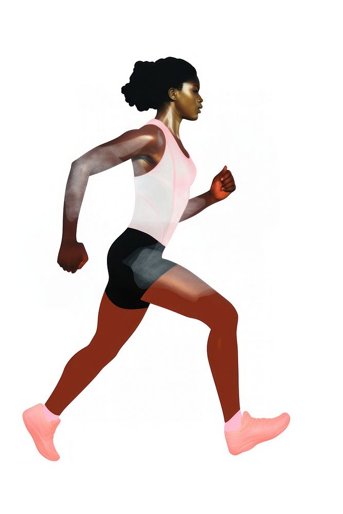A blackwoman body builder sports adult white background.