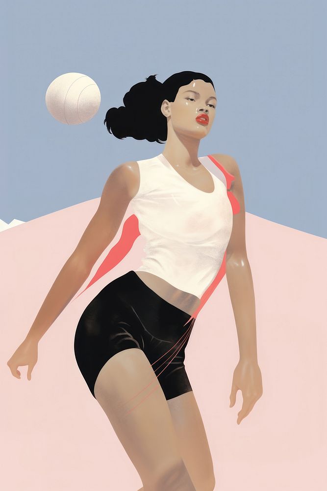 A woman playing beach ball sports volleyball adult.