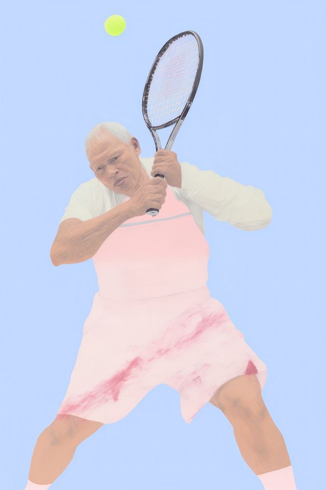 An old man tennis sports racket.