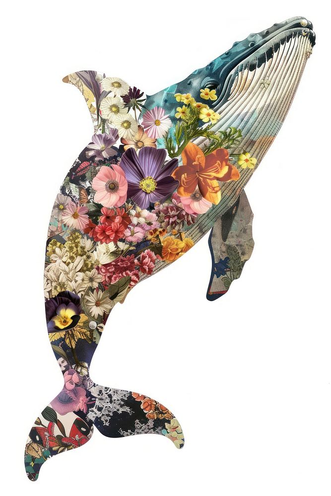 Flower Collage whale pattern animal mammal.