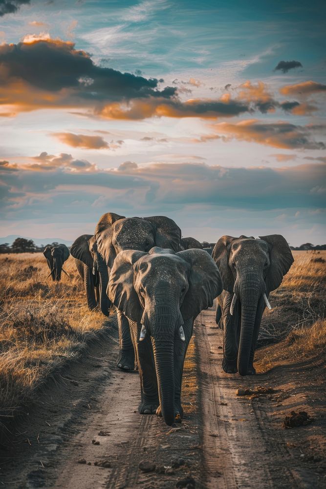 Elephants wildlife outdoors walking.