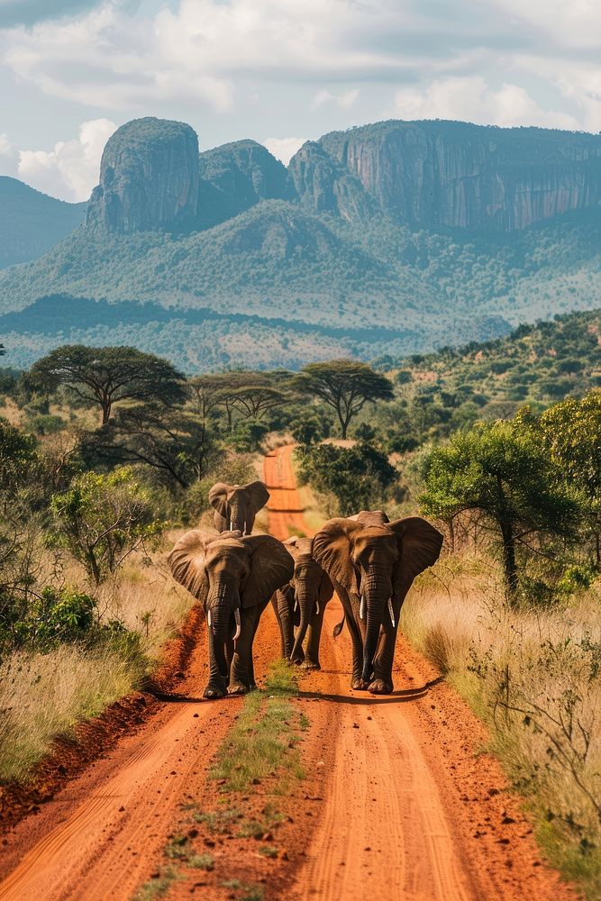 Elephants wildlife outdoors savanna.
