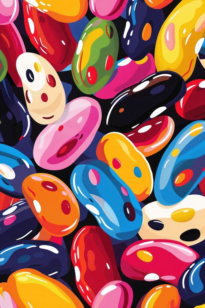 Colorful beans on contrast background confectionery backgrounds cartoon.