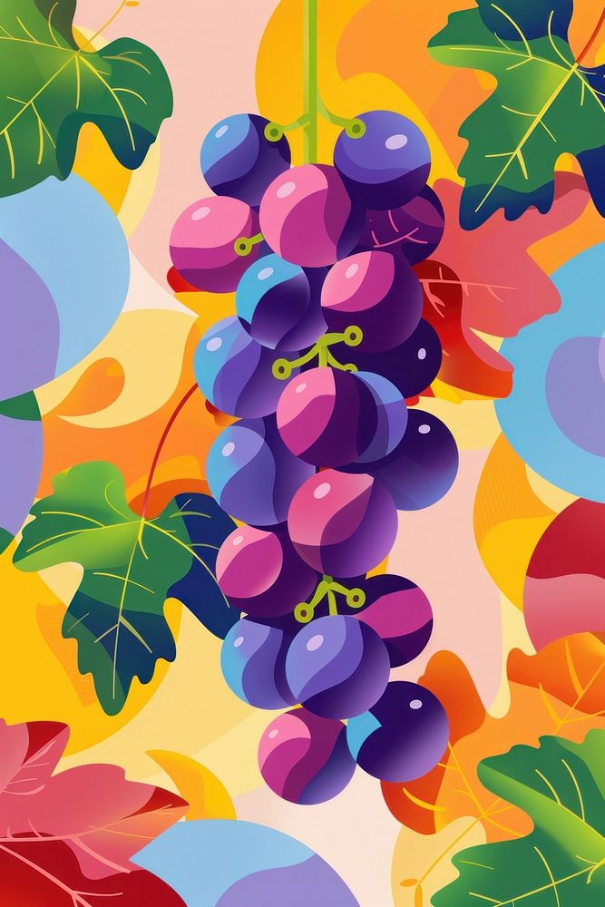 Colorful grape on contrast background grapes backgrounds cartoon.