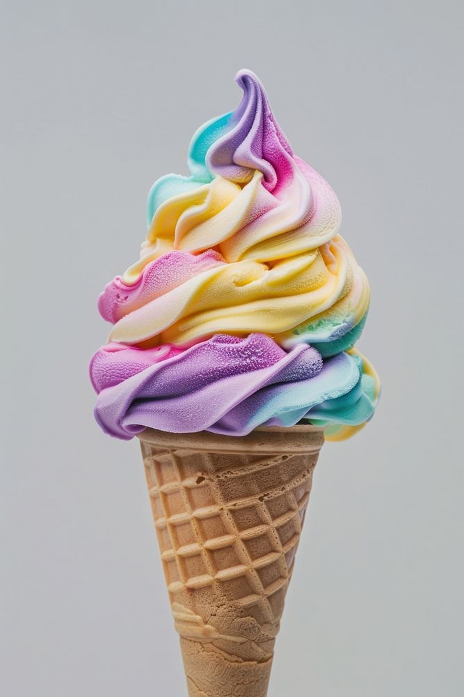 Delicious colorful ice-cream in an ice-cream cone dessert wedding creme.