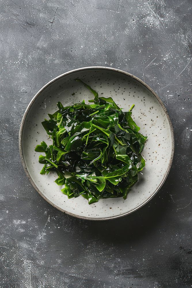 Nori seaweed on plate vegetable produce plant.