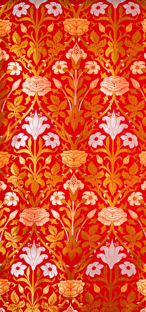 Textile Length, 'Rose and Lily' by William Morris, John Henry Dearle and Morris Co. Original public domain image from Los…