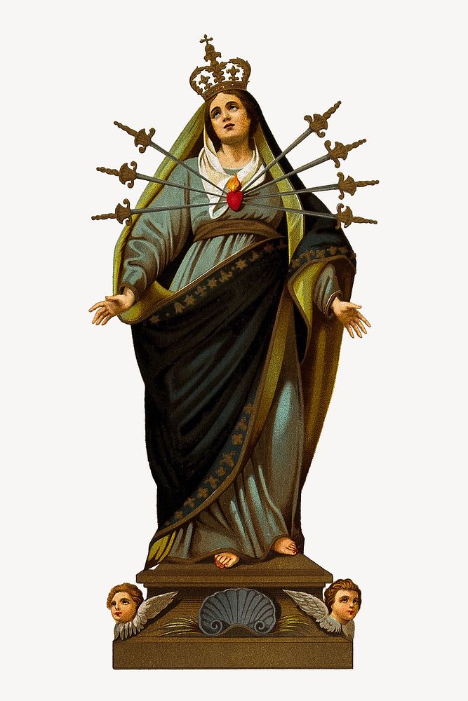 Vintage Saint Mary illustration psd. Remixed by rawpixel. 