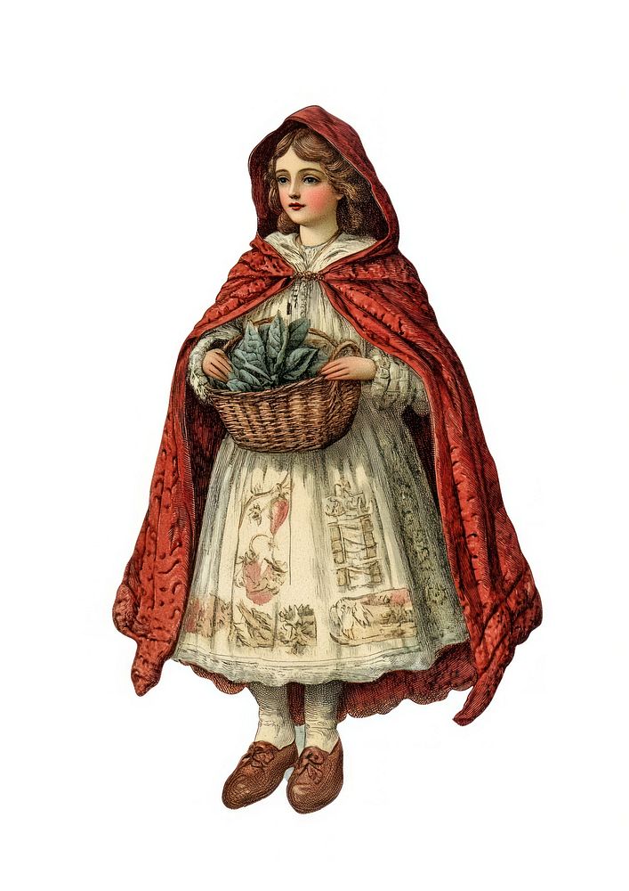 A little red riding hood illustration vintage classic.