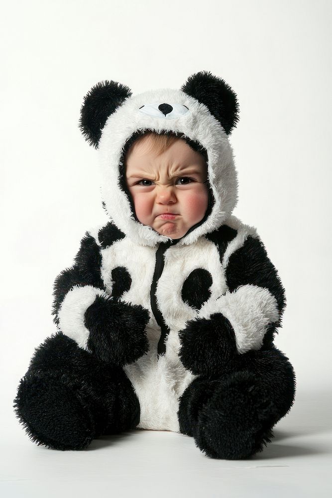 A Young cute western baby costume photo panda.