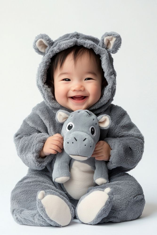 A Young cute asian baby costume photo happy.