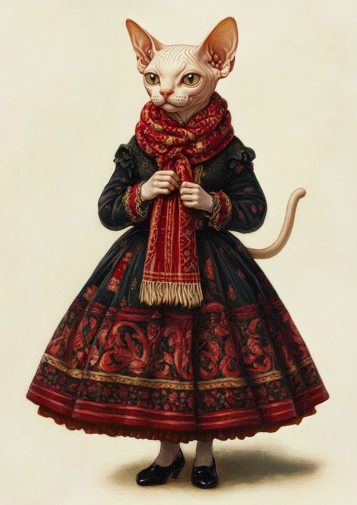 Sphynx Cat scarf dress cat.