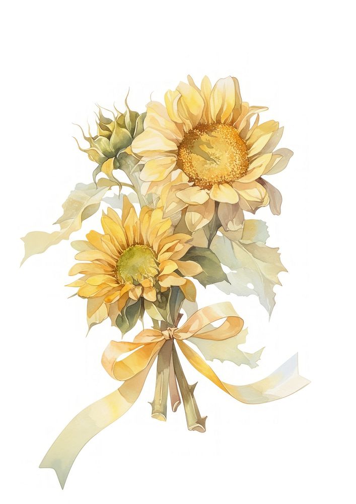 Pastel coquette Sunflowers sunflower art illustration.