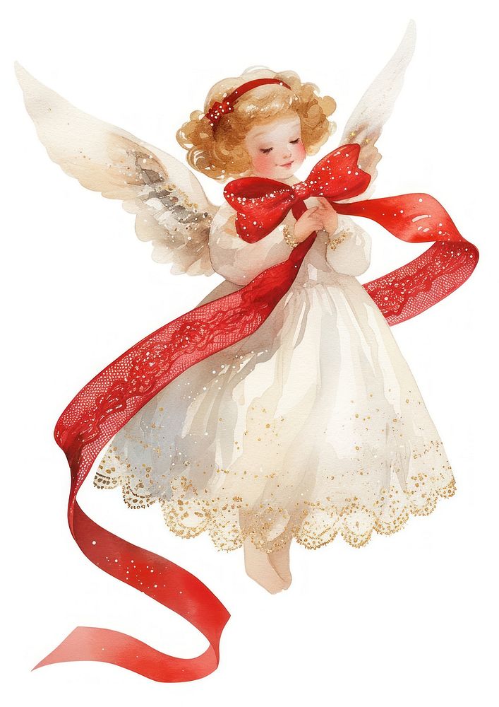 Cute angel illustration watercolor christmas.