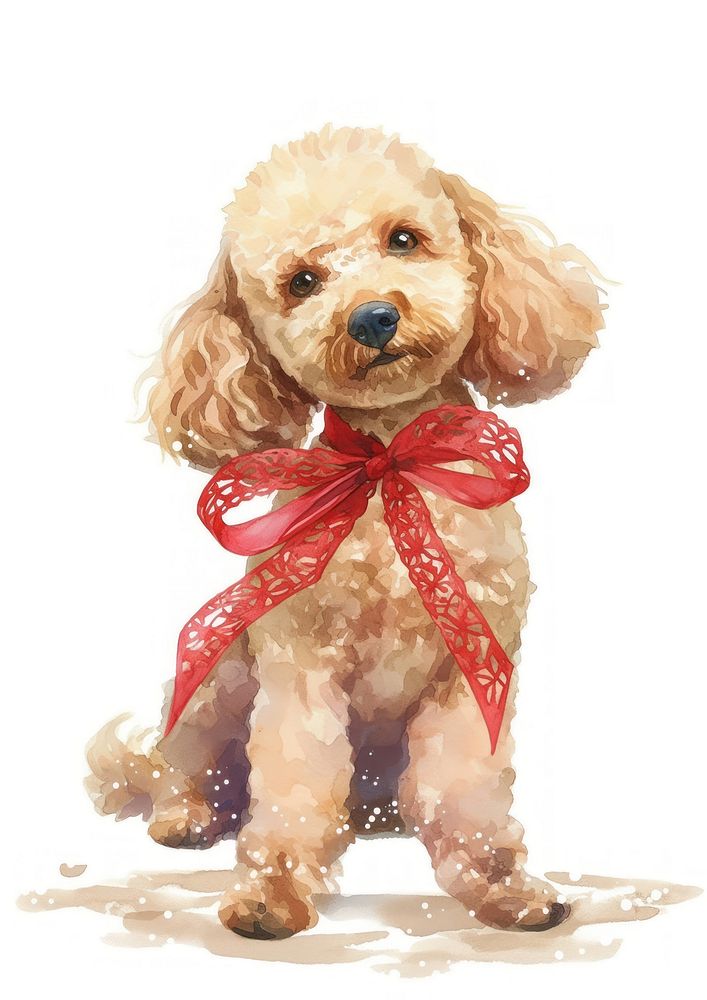 Cute brown Poodle dog poodle illustration watercolor.