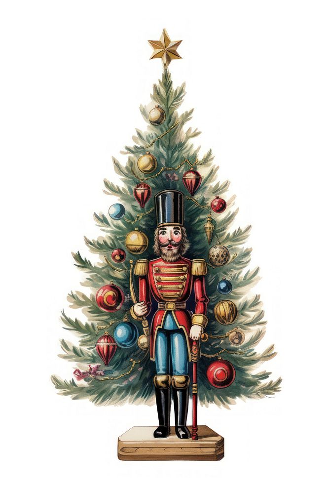 Nutcracker with Christmas decoration christmas illustration traditional.