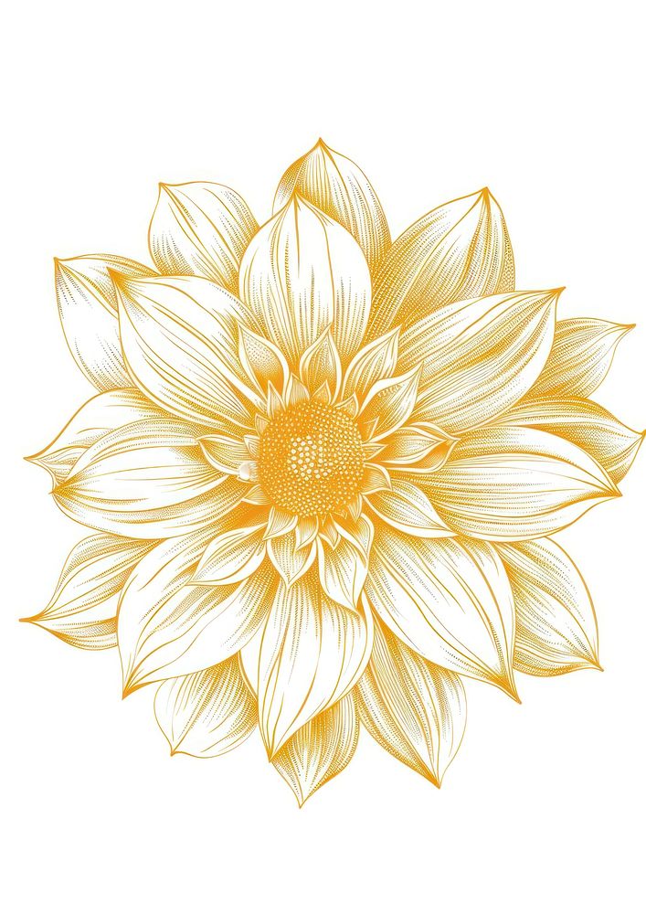 Celestial illustration of Flower with Sun Rays flower golden line.