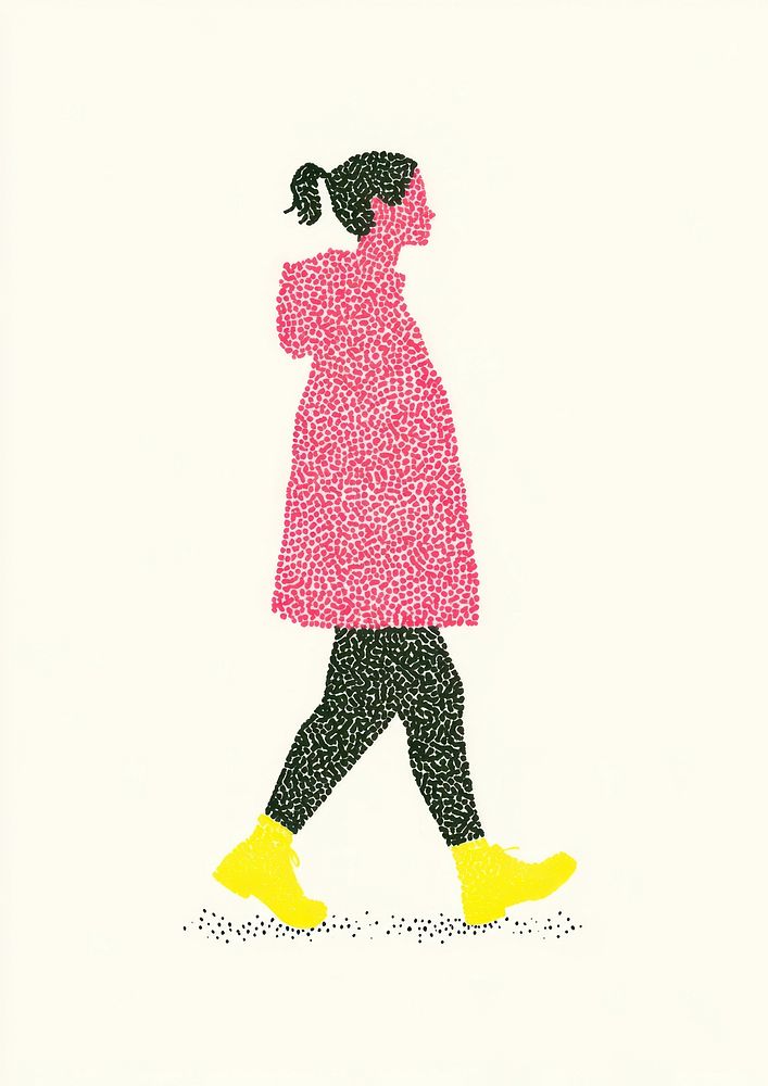 A woman walking illustration silhouette clothing.