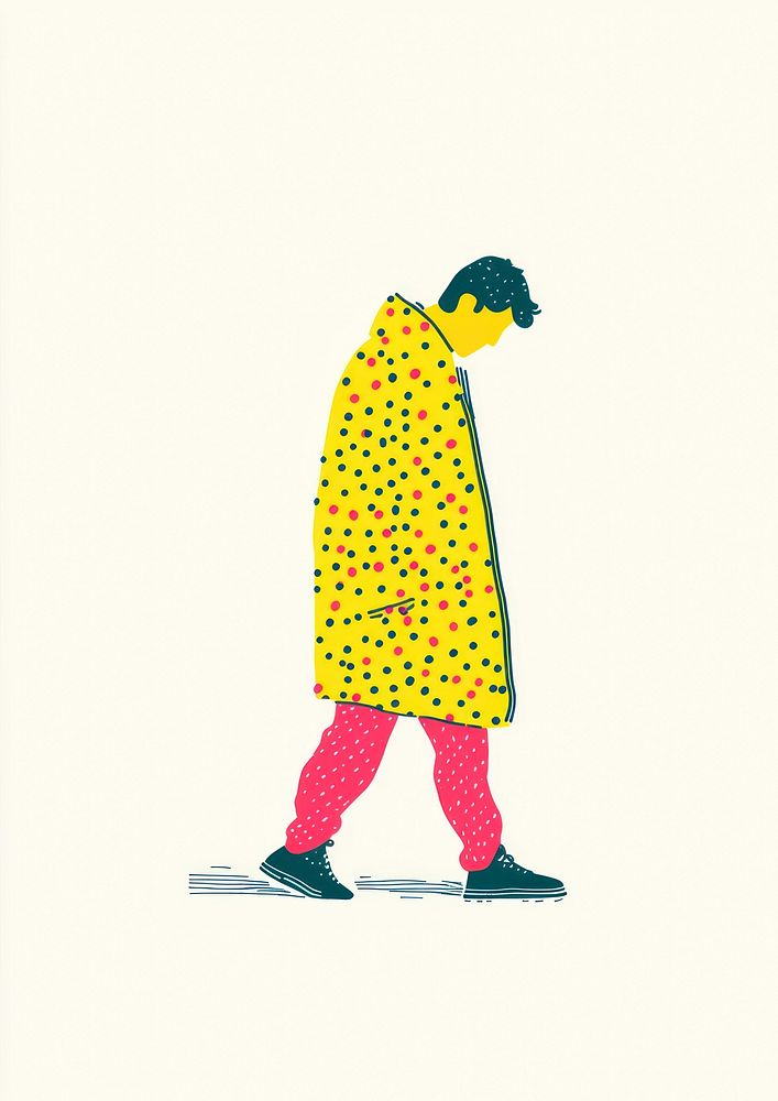 A man walking illustration expression clothing.