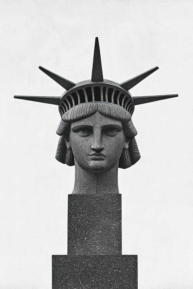 Statue of liberty head transportation illustration.