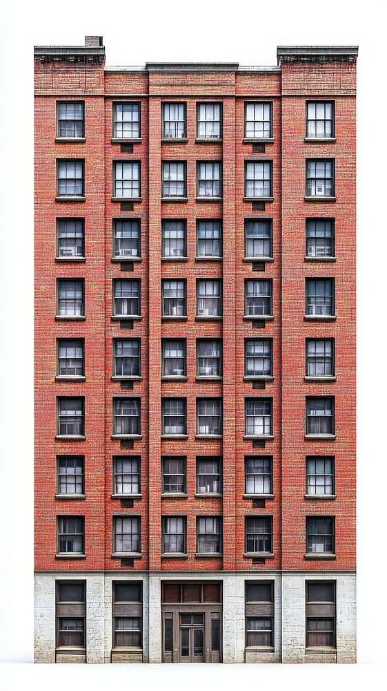 Highrise apartment at noon brick city architecture.