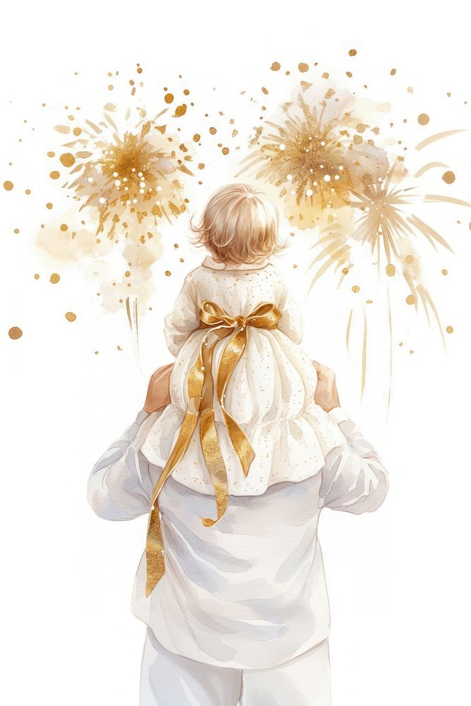 Illustration fireworks child togetherness.