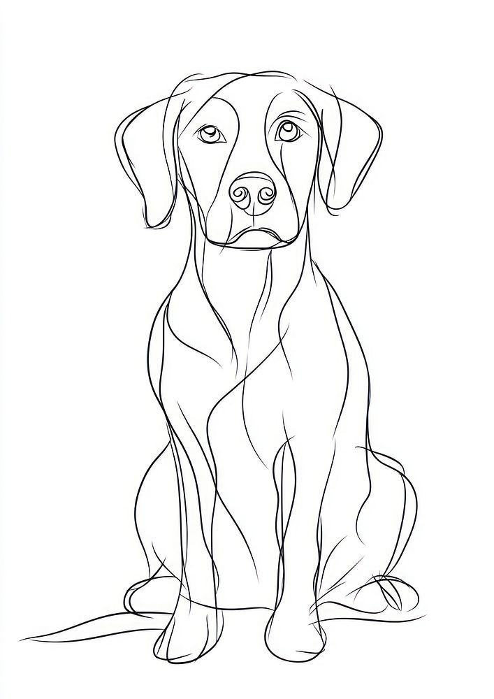 Hand drawn of dog drawing art minimalist.