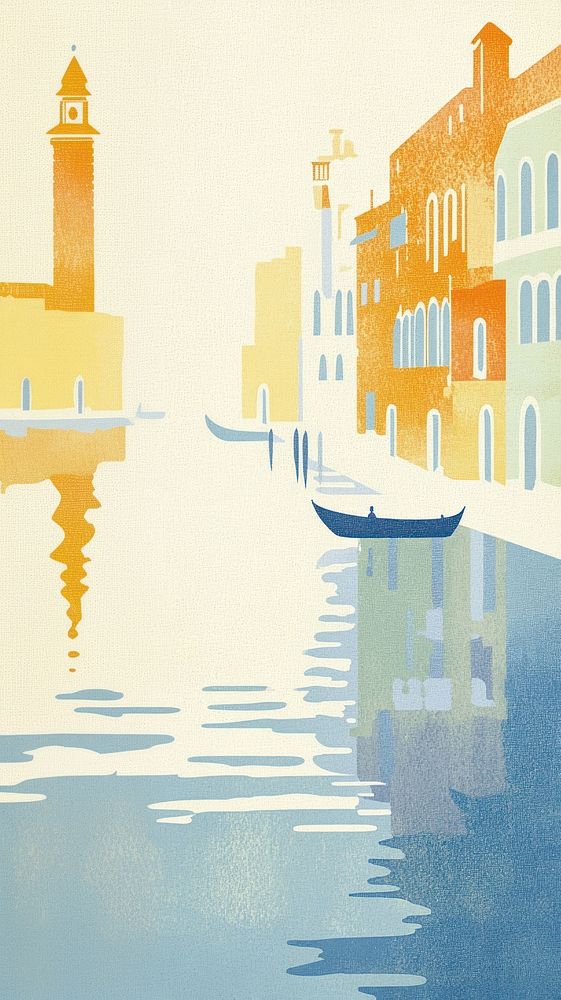 Venice wallpaper illustration mobile pastel.