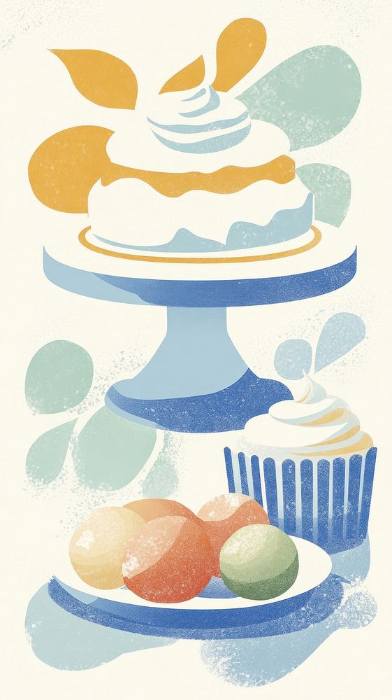 Dessert wallpaper illustration cupcake sweets.