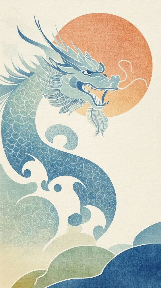 Chinese dragon wallpaper illustration mobile mobile wallpaper.