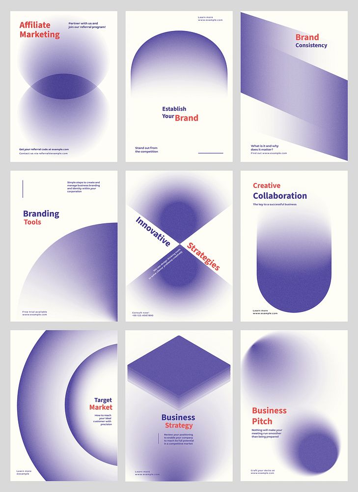 Abstract Purple shape gradient poster set. Business marketing Modern branding strategy in abstract gradient poster. Abstract…