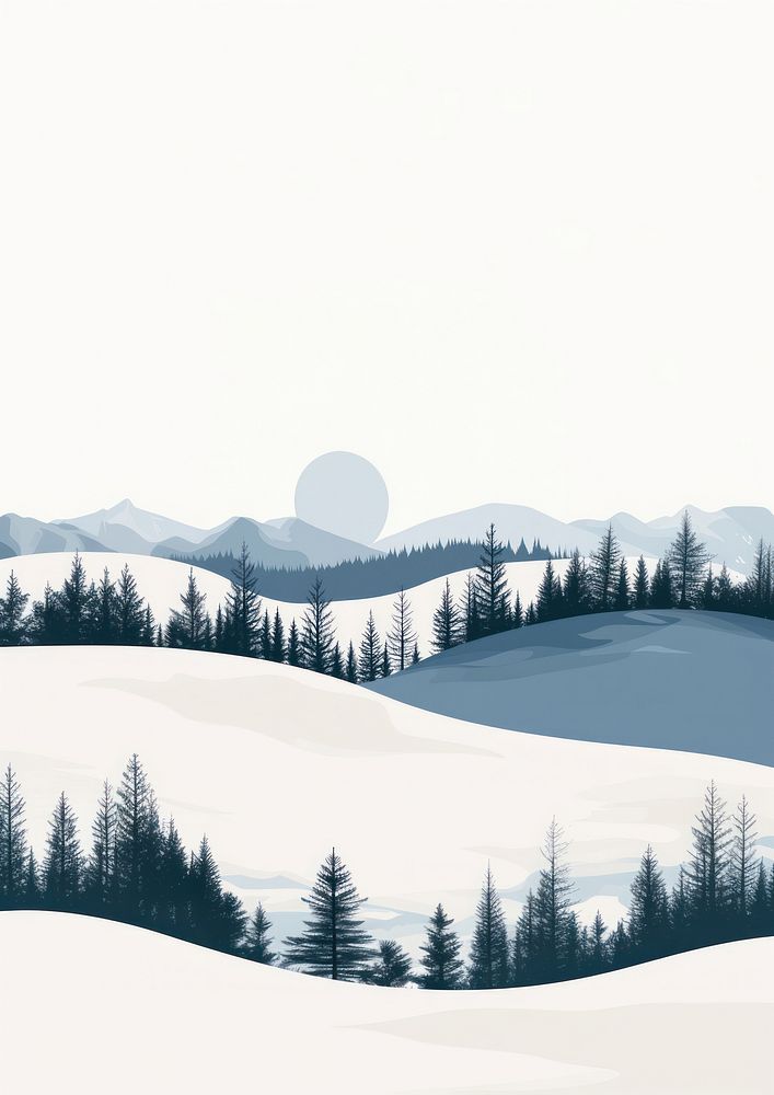 Winter landscape wallpaper illustration mountain nature.